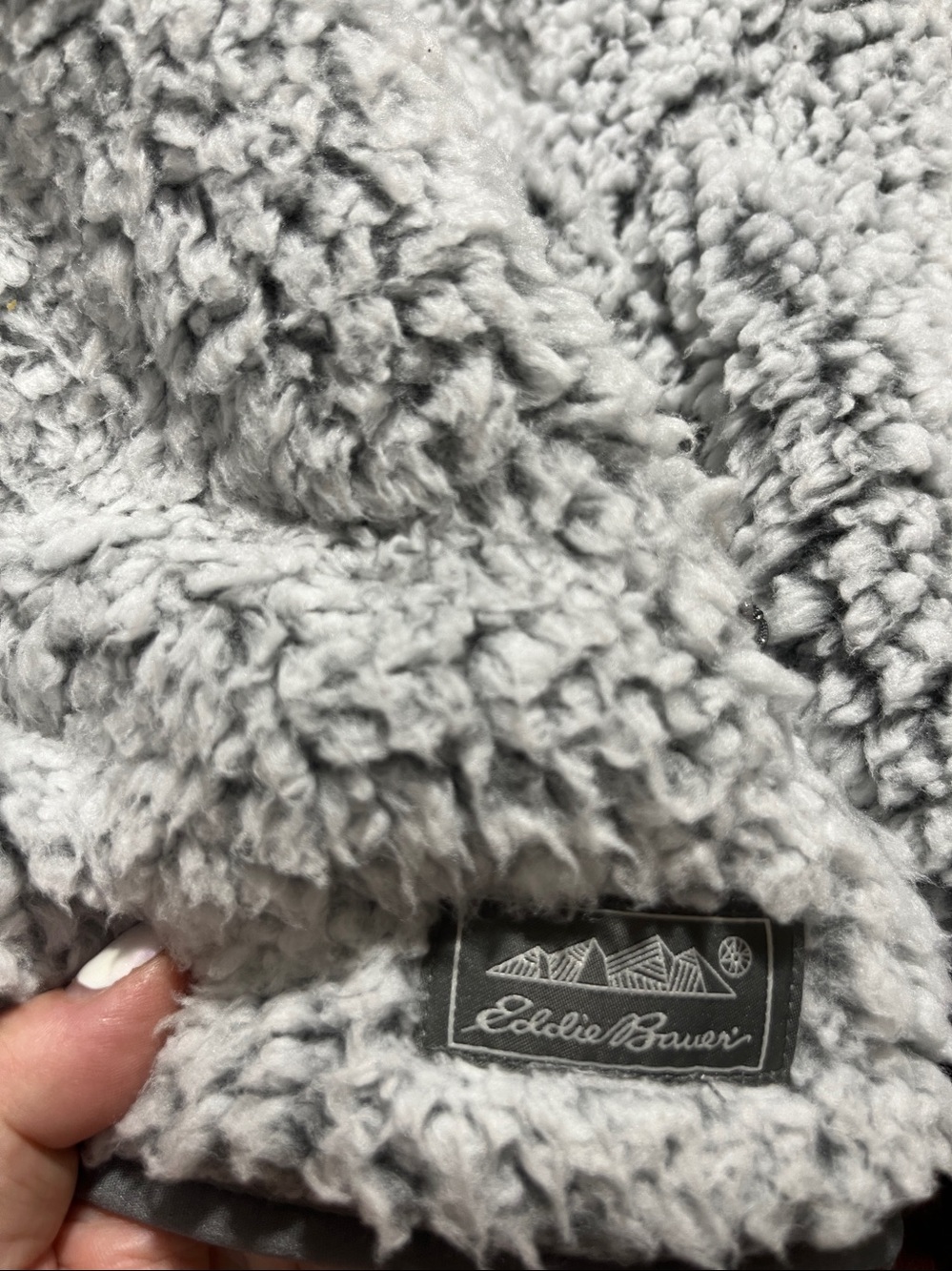 EDDIE BAUER Gray Fireside Plush Sherpa Half-Zip Pullover Hoodie M NWOT - Picture 10 of 11